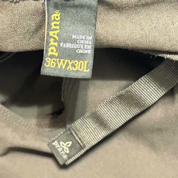 Prana Zion Stretch Pants Men 36x30 Green Belt Roll Snap up Outdoor Gorpcore Vent - Picture 11 of 13